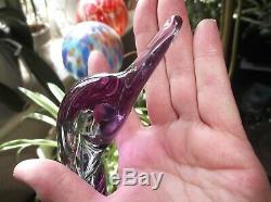 Vintage Murano Glass Alexandrite Bird Signed Zanetti Lilac Pink Glow 17 High