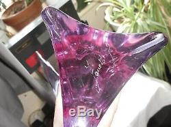 Vintage Murano Glass Alexandrite Bird Signed Zanetti Lilac Pink Glow 17 High