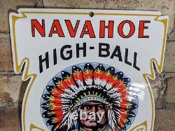 Vintage Navahoe High-ball Indian Porcelain Bar Sign 12 X 9