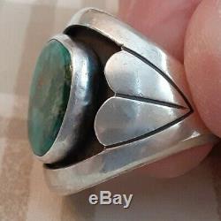 Vintage Navajo High Grade Pilot Mountain Turquoise Sterling Signed Ring 12