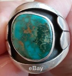 Vintage Navajo High Grade Pilot Mountain Turquoise Sterling Signed Ring 12