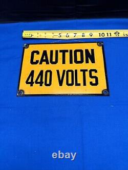 Vintage Original Porcelain Advertising Caution High Voltage 440 Volts Sign