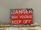 Vintage Porcelain DANGER HIGH VOLTAGE Sign