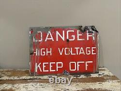 Vintage Porcelain DANGER HIGH VOLTAGE Sign