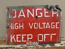 Vintage Porcelain DANGER HIGH VOLTAGE Sign