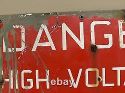 Vintage Porcelain DANGER HIGH VOLTAGE Sign