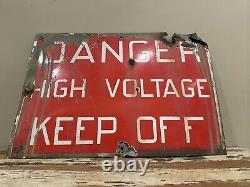 Vintage Porcelain DANGER HIGH VOLTAGE Sign