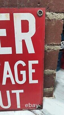 Vintage Porcelain Danger High Voltage Sign Burdick Signs Bright Red Heavy