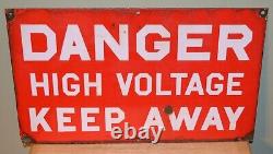 Vintage Porcelain Dangerhigh Voltage Signbright Redheavy