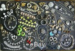 Vintage Rhinestone Jewelry Lot 101pcs High End Designer Signed Sets, Necklaces