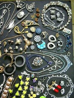 Vintage Rhinestone Jewelry Lot 101pcs High End Designer Signed Sets, Necklaces