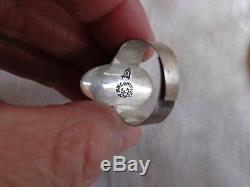 Vintage Signed Taxco Mexican Silver High Dome Coral Cab Poison Ring Adjustable