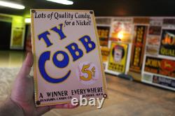 Vintage Ty Cobb High-Grade Drug Store Baseball Tobacco Candy Co. Porcelain Sign