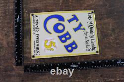 Vintage Ty Cobb High-Grade Drug Store Baseball Tobacco Candy Co. Porcelain Sign