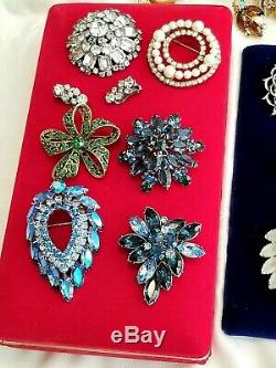 Vtg High End Rhinestone Jewelry Lot, Signed Weiss, Florenza Trifari D&E 4 Sarah