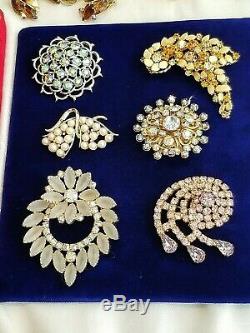 Vtg High End Rhinestone Jewelry Lot, Signed Weiss, Florenza Trifari D&E 4 Sarah