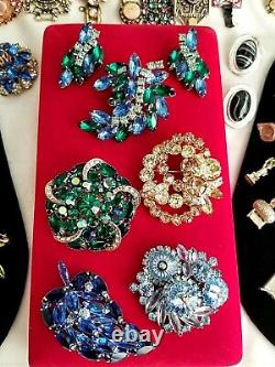 Vtg High End Rhinestone Jewelry Lot Signed Weiss Juliana Eisenberg Hollycraft