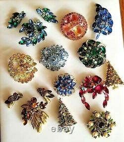 Vtg High End Rhinestone Jewelry Lot Signed Weiss Juliana Eisenberg Hollycraft