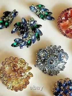 Vtg High End Rhinestone Jewelry Lot Signed Weiss Juliana Eisenberg Hollycraft