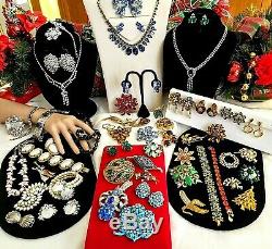 Vtg High End Rhinestone Jewelry Lot, Signed Weiss Juliana Hollycraft Judy Lee