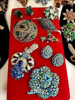 Vtg High End Rhinestone Jewelry Lot, Signed Weiss Juliana Hollycraft Judy Lee