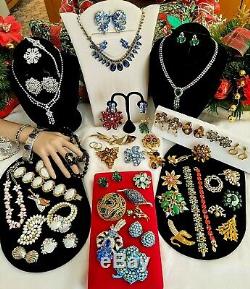 Vtg High End Rhinestone Jewelry Lot, Signed Weiss Juliana Hollycraft Judy Lee