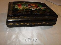 Vtg Russian Fedoskino Lacquer Hand Painted High Quality Hinged Large Box Signed