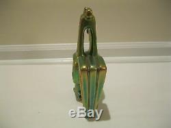 Vtg. Zsolnay Pecs Modernist Bird Figurine Signed 8.25 High Eosin Green Gold