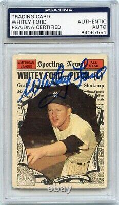 WHITEY FORD Signed 1961 Topps All Star High # 586 HOF Yankees PSA/DNA Encapsula