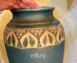 Western Stoneware Table Or Floor Vase 14 High Signed Monmouth Illinois Old