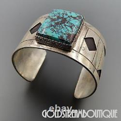 Wilson Padilla Navajo 925 Silver High Grade Turquoise Modernist Cuff Bracelet