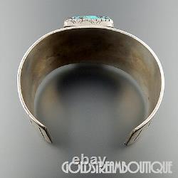 Wilson Padilla Navajo 925 Silver High Grade Turquoise Modernist Cuff Bracelet