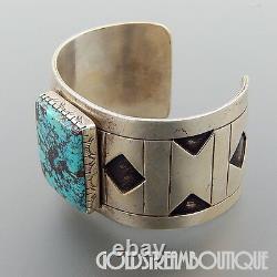 Wilson Padilla Navajo 925 Silver High Grade Turquoise Modernist Cuff Bracelet