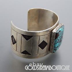 Wilson Padilla Navajo 925 Silver High Grade Turquoise Modernist Cuff Bracelet