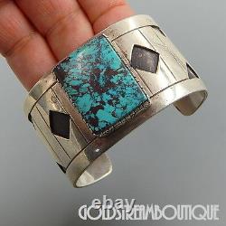 Wilson Padilla Navajo 925 Silver High Grade Turquoise Modernist Cuff Bracelet