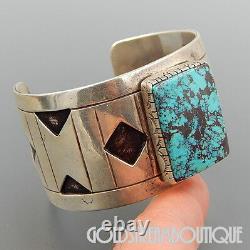 Wilson Padilla Navajo 925 Silver High Grade Turquoise Modernist Cuff Bracelet