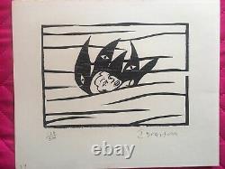 Xylography by Ibrahim Miranda Ramos? High Tide? , original signed