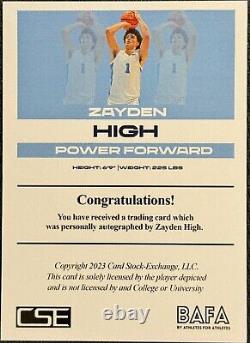 Zayden High Past and Present Signed Custom Trading Card Limited to 1 Copy